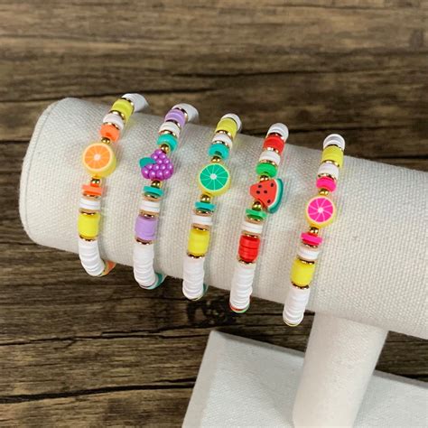 Colorful Childrens Fruit Stacking Clay Heishi Disc Bead - Etsy | Diy ...