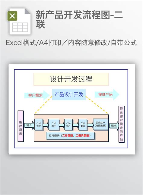 新产品开发流程图-二联_EXCEL表格 【工图网】