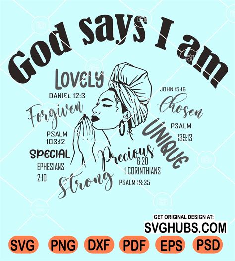 God says I am lovely svg, Praying woman svg, Woman clipart s vg ...