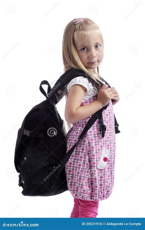 Little girl with backpack stock photo. Image of travel - 20531910