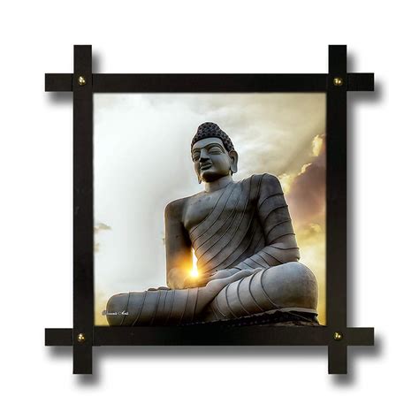 PNF Poster And Frames Buddha Photo Cross Wooden Hand Crafted Wooden ...