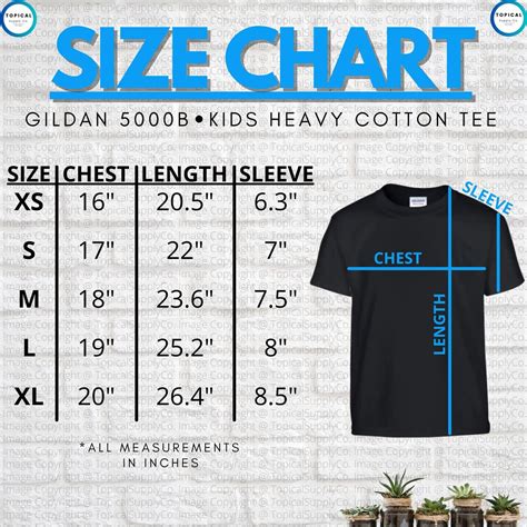 HQ Gildan 5000B Size Chart Gildan 5000B Kids Heavy Cotton - Etsy India