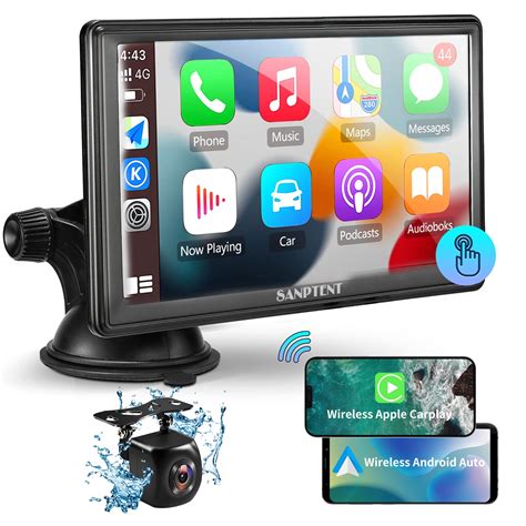 Amazon.com: SANPTENT Wireless Apple CarPlay Dash Mount, Portable Car Stereo, Android Auto ...