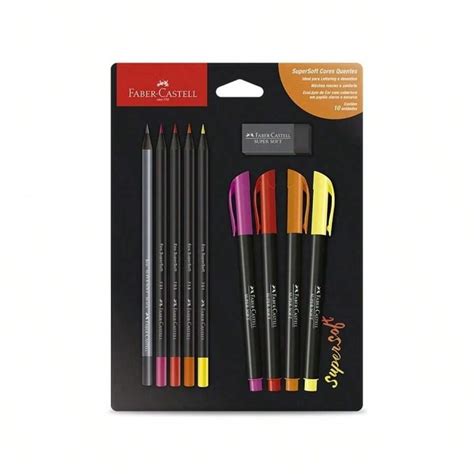 Supersoft Warm Colors Kit Colored Pencils Marker Pen And Eraser - Faber ...