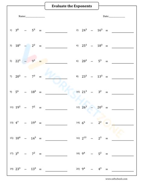 Image result for Exponents Beginner Worksheets