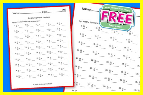 Image result for Simplifying Proper Fractions Worksheet