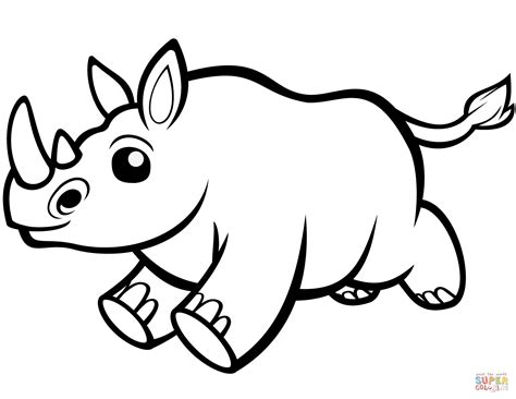 Cute Baby Rhino Coloring Page