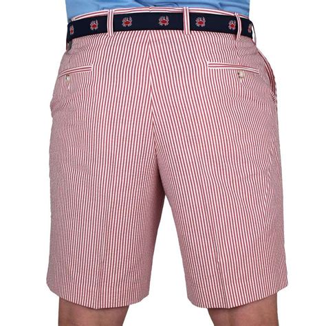 Country Club Prep Red Seersucker Shorts