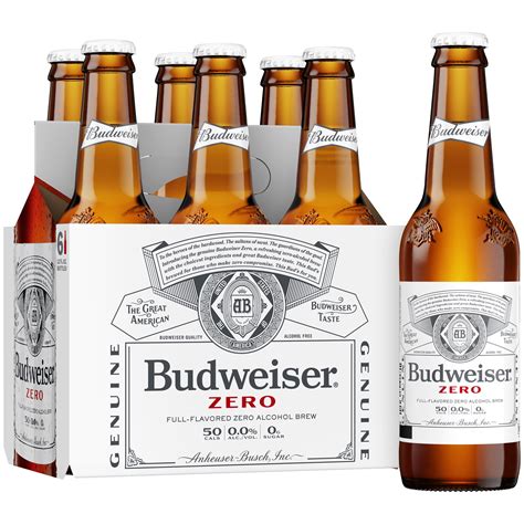Budweiser Zero Non-Alcoholic Beer, 6 Pack 12 fl. oz. Glass Bottles ...