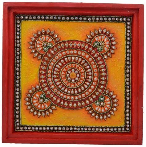 Buy Manasvat Handicraft Wooden Bajot (37 cm x 37 cm x 1 cm, Orange ...