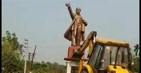 Lenin statue in Tripura’s Belonia town bulldozed allegedly by BJP workers