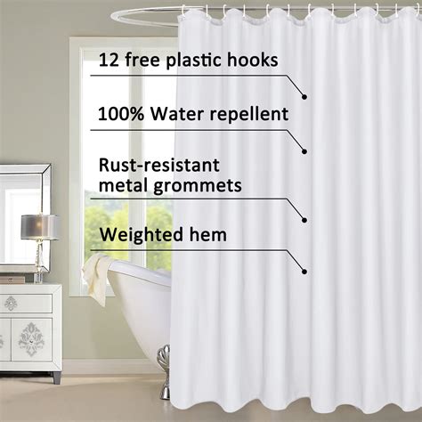 EurCross Extra Long Fabric Shower Curtain Liner, 72"x 84" Waterproof ...