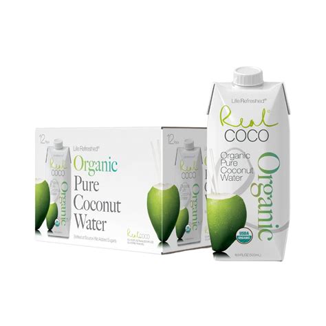 Real Coco Original Coconut Water 500mL, 100% USDA Organic Coconut Water ...
