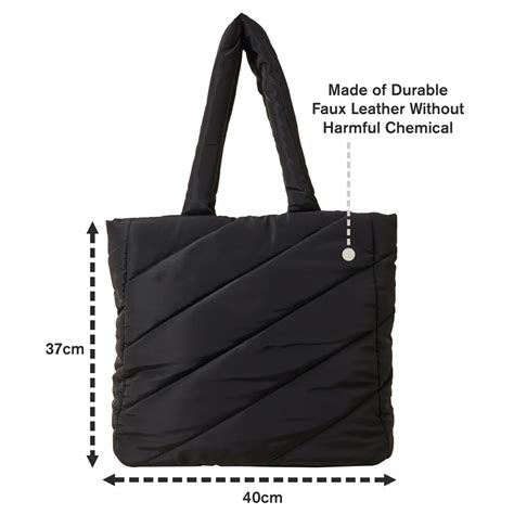 Buy Recycled Nylon Balck Quilted Shopper Bag Online - Accessorize India