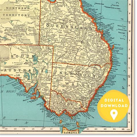 Map of Australia Printable Australia Map Australia Map - Etsy