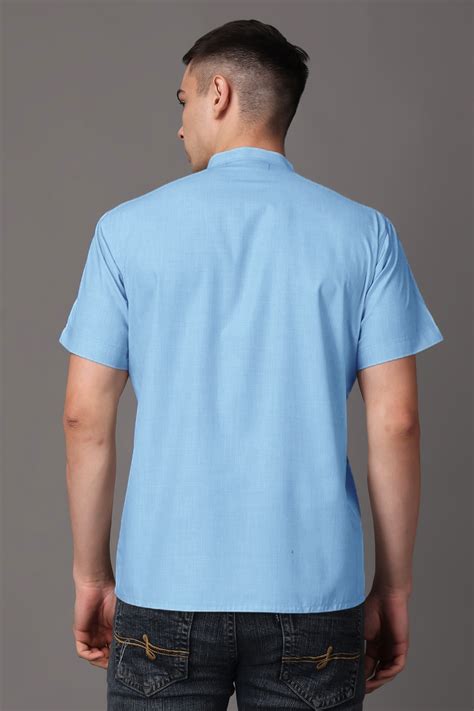 Buy Plus Size Sky Blue Cotton Short Kurta | Apella - The XS to 10XL Store