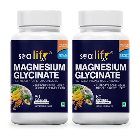 Buy Sea Life Magnesium Glycinate 500 Mg s|60 Veg s Each | Magnesium ...