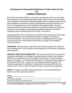 Fillable Online sioux-city ADA Request for Reasonable Modification of ...