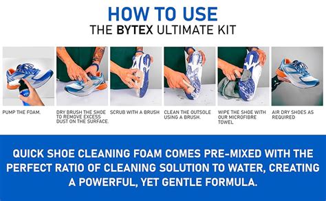 BYTEX Shoe Cleaning Kit, White Sneaker Cleaner 150 ML Foam Spray with ...