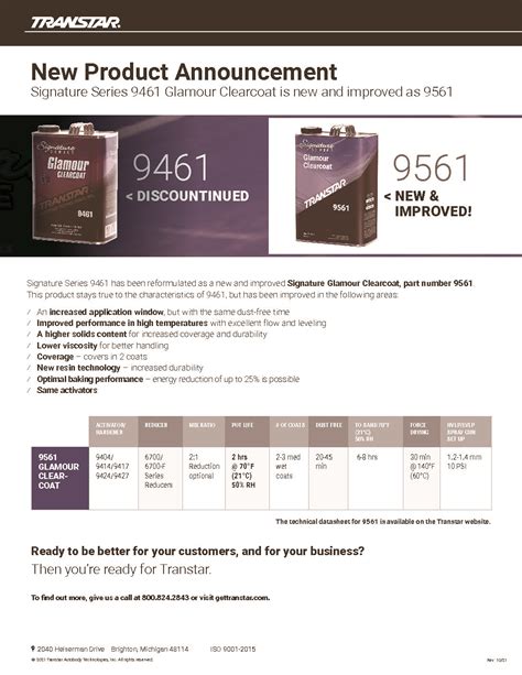 Transtar 9561 Signature Series Glamour Clearcoat (OLD PART NUMBER 9461 ...