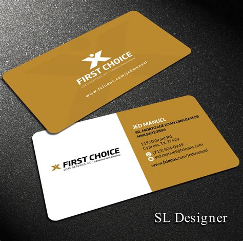 Upmarket, Bold, Mortgage Lender Business Card Design for First Choice ...