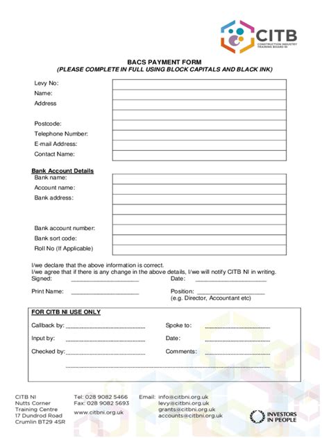 2021-2026 UK CITB NI BACS Payment Form - Blank Fillable Template | Fill ...