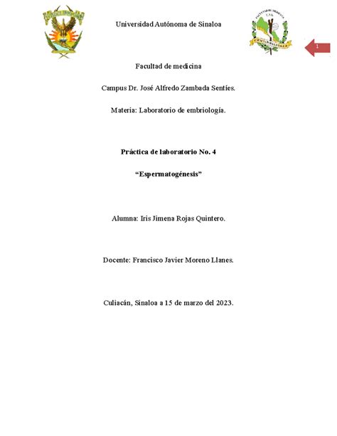 Reporte de cuarta práctica de laboratorio de embriología ...