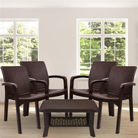 ITALICA Plastic Chair & Table Set for Home, Office/Glossy+Matte Finish ...