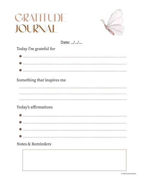 Butterfly Gratitude Journal Template