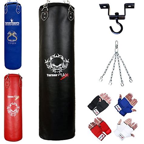 Buy TurnerMAX Punch Bag Set Filled Boxing Bags with Gloves Ceiling Hook ...