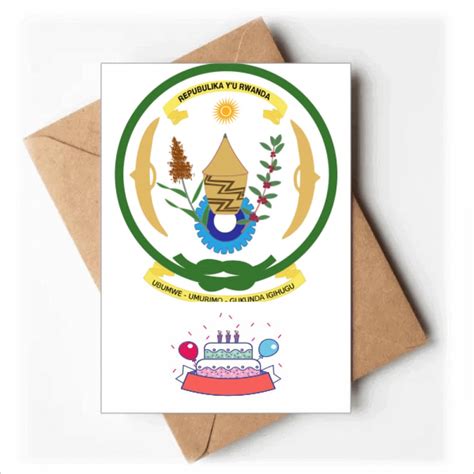 Rwanda Africa National Emblem Happy Birthday Greeting Cards Envelopes ...