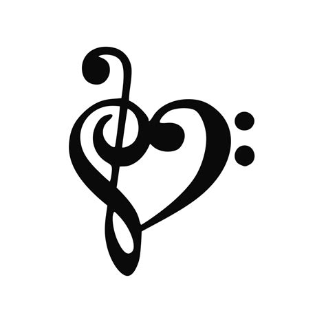 Love Music Treble and Bass Clef Heart Vinyl Decal 0001 - Etsy UK