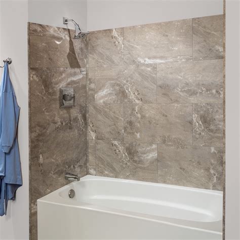 Palisade 25.6in x 14.8in Vinyl Wall Tile Shower Kit in Venetian Marble ...