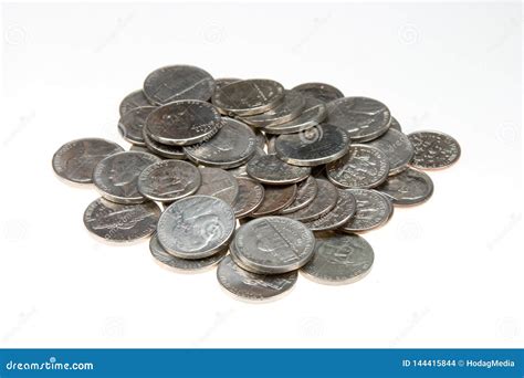 Nickel and Dime Cluster Isolated Stock Photo - Image of nickels, money ...