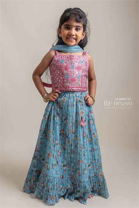 Pink Lehanga Dress For Girls | Floral Printed Lehanga Set | The Nesavu ...