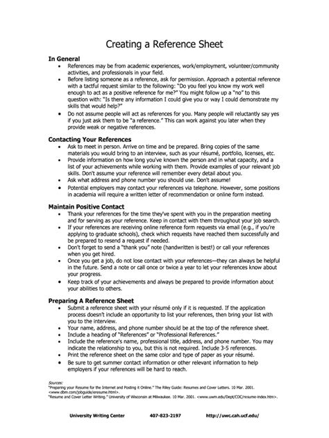 Fillable Online Creating a Reference Sheet Fax Email Print - pdfFiller
