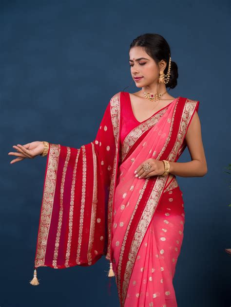 KcPc Pure Georgette Jaipuri Tie Dye Zari Weaving Saree – KCPC Bandhani
