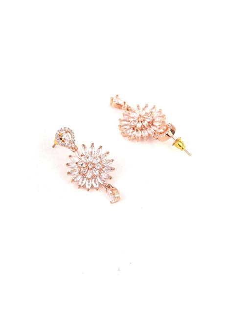 Dreamy Dahlia - American Diamond Rose Gold Plated Jewellery Set – Priyaasi