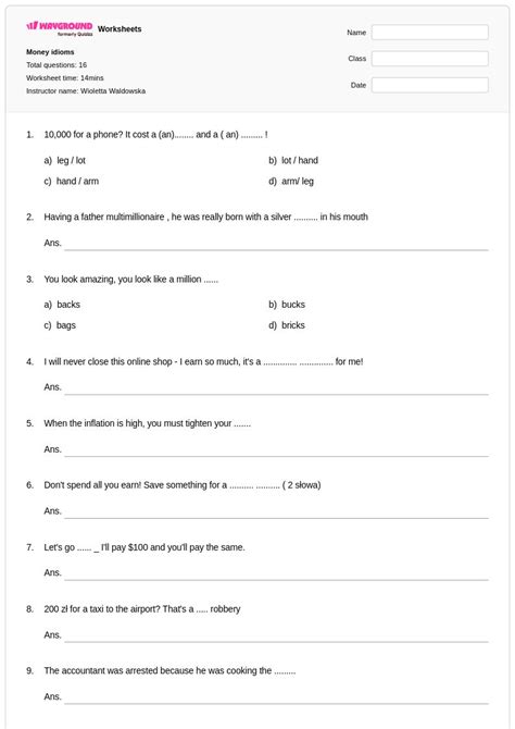 50+ Idioms worksheets for Class 3 on Wayground | Free & Printable