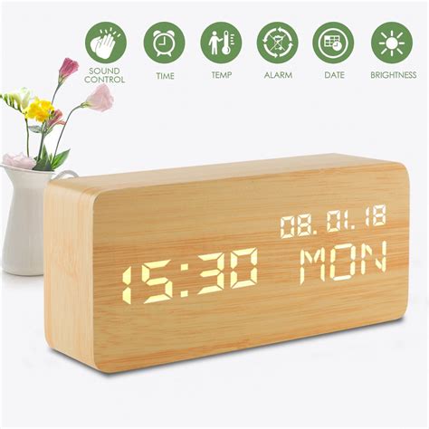 Buy Led Digital Analog Alarm Clocks,Wooden Travel Clock with Time/Date ...