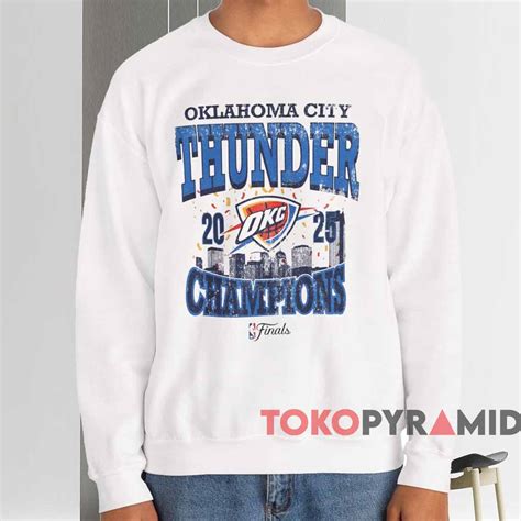 OKC Thunder 2025 NBA Champions Confetti Skyline Shirt - TokoPyramid