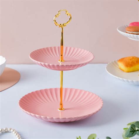 Pink Pebble 2-tier Cupcake Stand Online - Premium Cake Stand | Nestasia