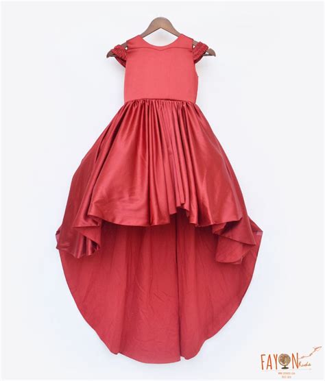Buy Red Satin High-Low Gown for Girls – FayonKids