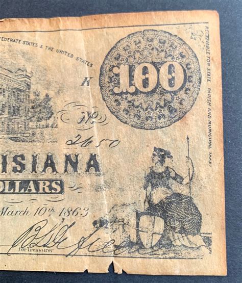 Vintage 100 Dollar Bill, Confederate Money, State of Louisiana 1863 - Etsy
