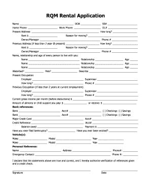 Fillable Online RQM Rental Application - rqmhomescom Fax Email Print ...