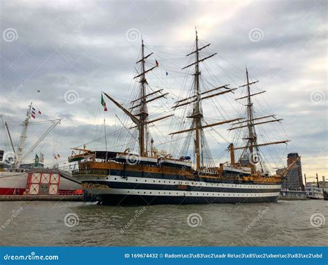 Amerigo Vespucci Ship in Hamburg Harbor in Germany Editorial ...