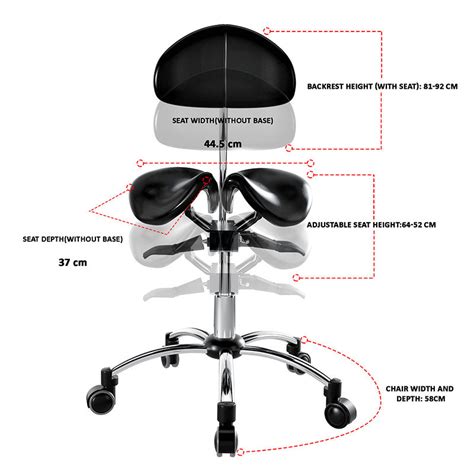 Ergonomic Adjustable Rolling Active Chair with Back Rest Support, Sadd ...