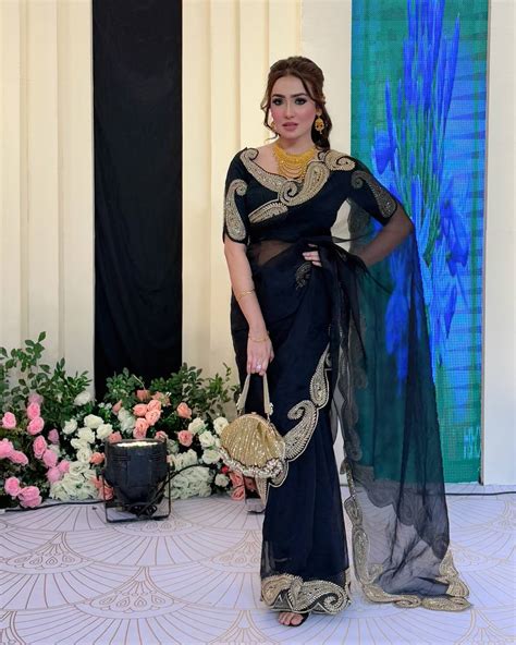 Luxury Black Organza Saree With Heavy Golden Embroidered Border Design ...