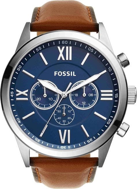 Fossil Stainless Steel Analog Blue Dial Men Watch-Bq2125, Brown Band ...