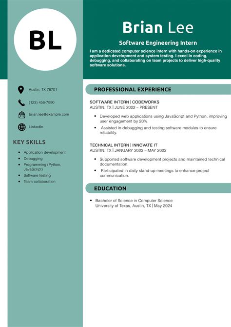 Computer Science Resume Example 的图像结果